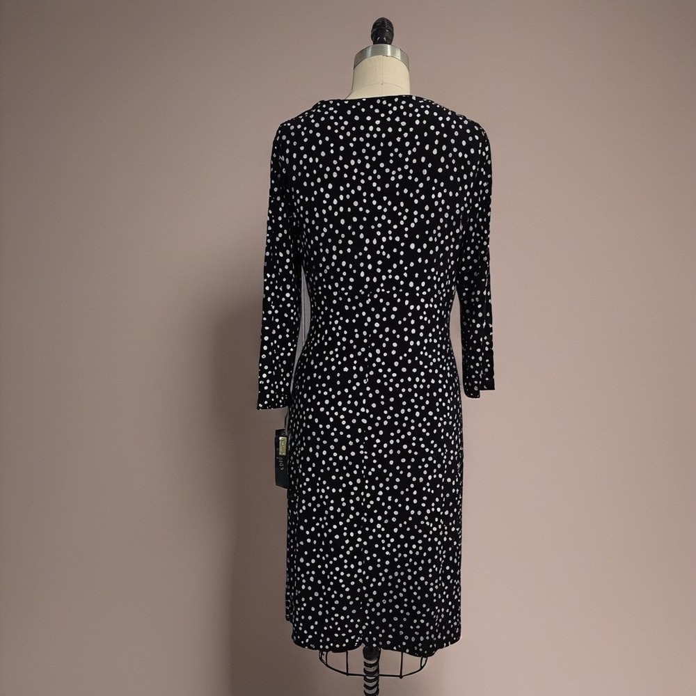 Ralph Lauren NWT Black & White Polka Dot Wrap Dress | Midi | Flattering Size 16 - Picture 2 of 9